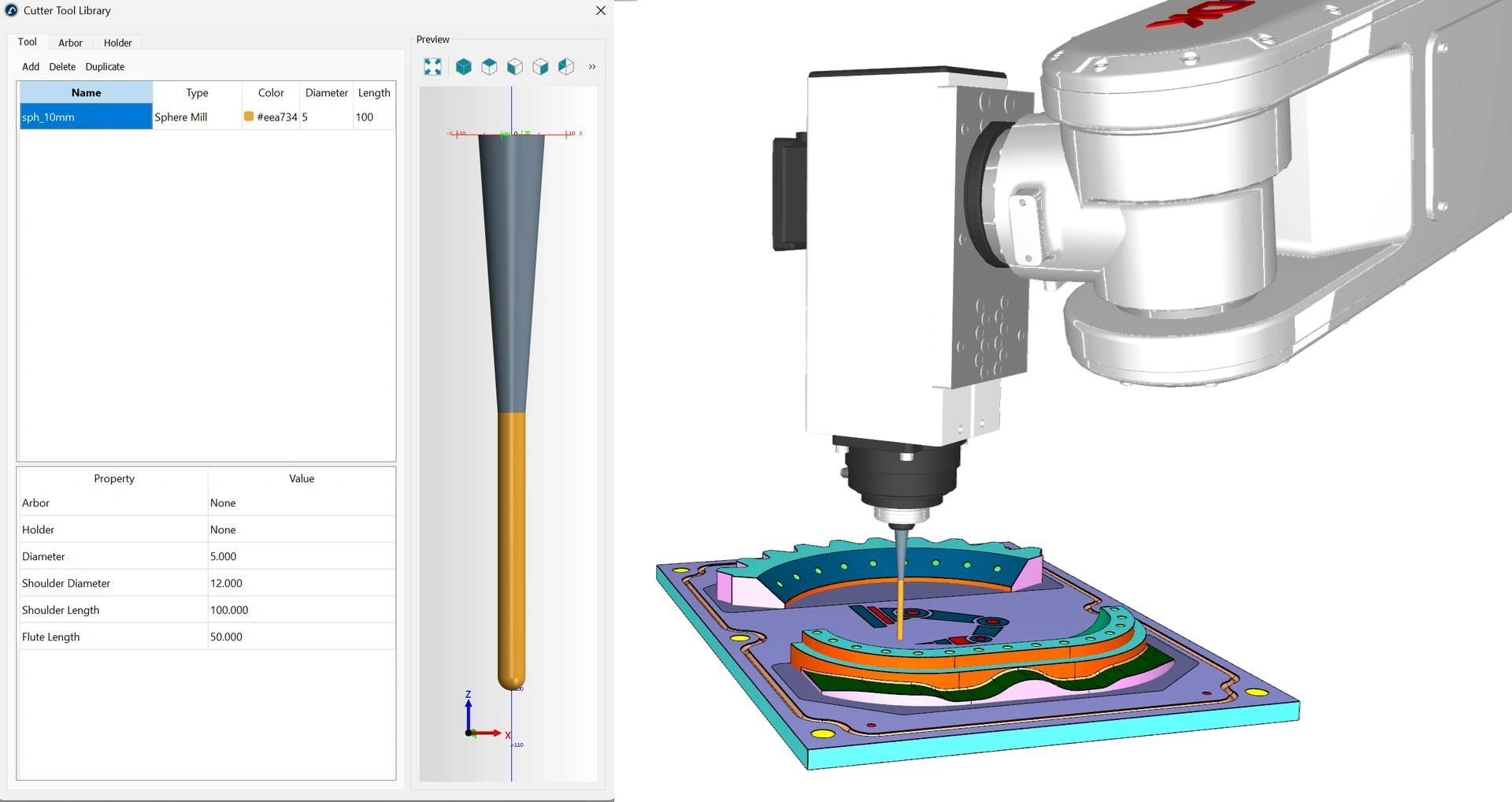 RoboDK CAM offers precision tool and holder management.