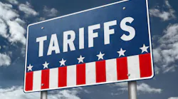 A sign warning of tariffs ahead