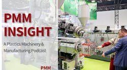 PMM Insight podcast promo with photo of two people examining an extruder. PMM Insight podcast promo with photo of two people examining an extruder.