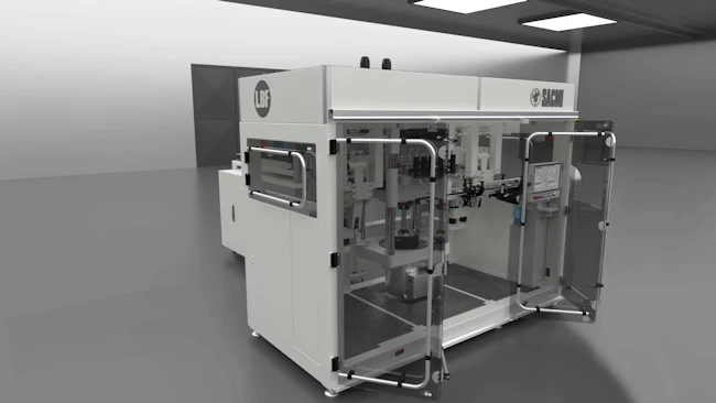 Sacmi has introduced the Linear Blow Forming system that compression-molds preforms, then produces containers with stretch blow molding.