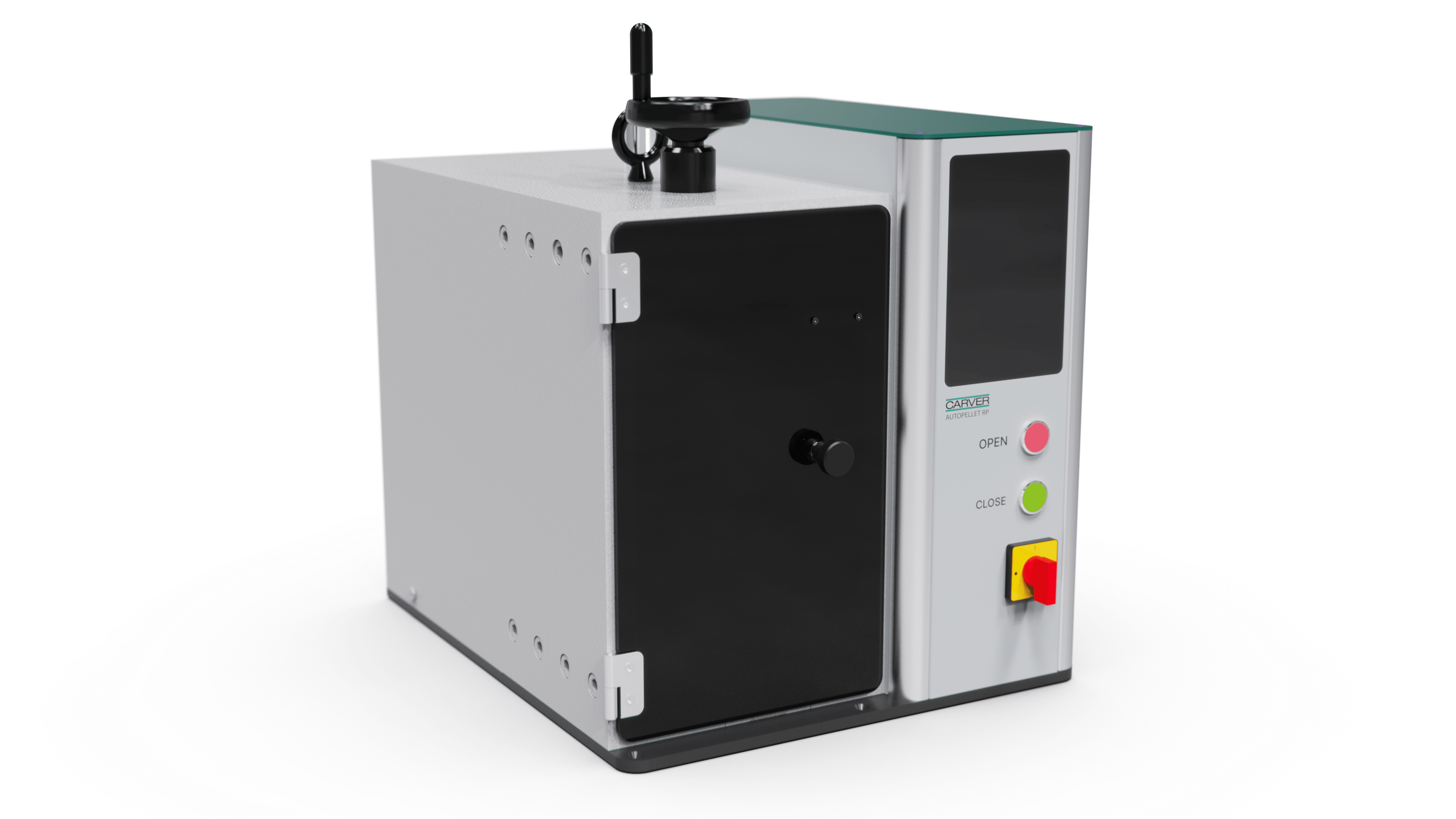 The Carver AutoPellet RP lab press prepares pellets from powdered materials for spectroscopy and other applications.