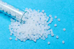 Pellets of clear polyethylene resin. Pellets of clear polyethylene resin.