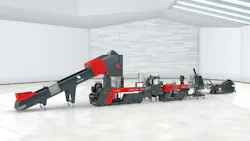 The updated recoSTAR dynamic art recycling system can process film, fibers, thermoplastic in-house scrap and washed post-consumer waste to produce high-quality granulate that can be used in demanding applications. The updated recoSTAR dynamic art recycling system can process film, fibers, thermoplastic in-house scrap and washed post-consumer waste to produce high-quality granulate that can be used in demanding applications.
