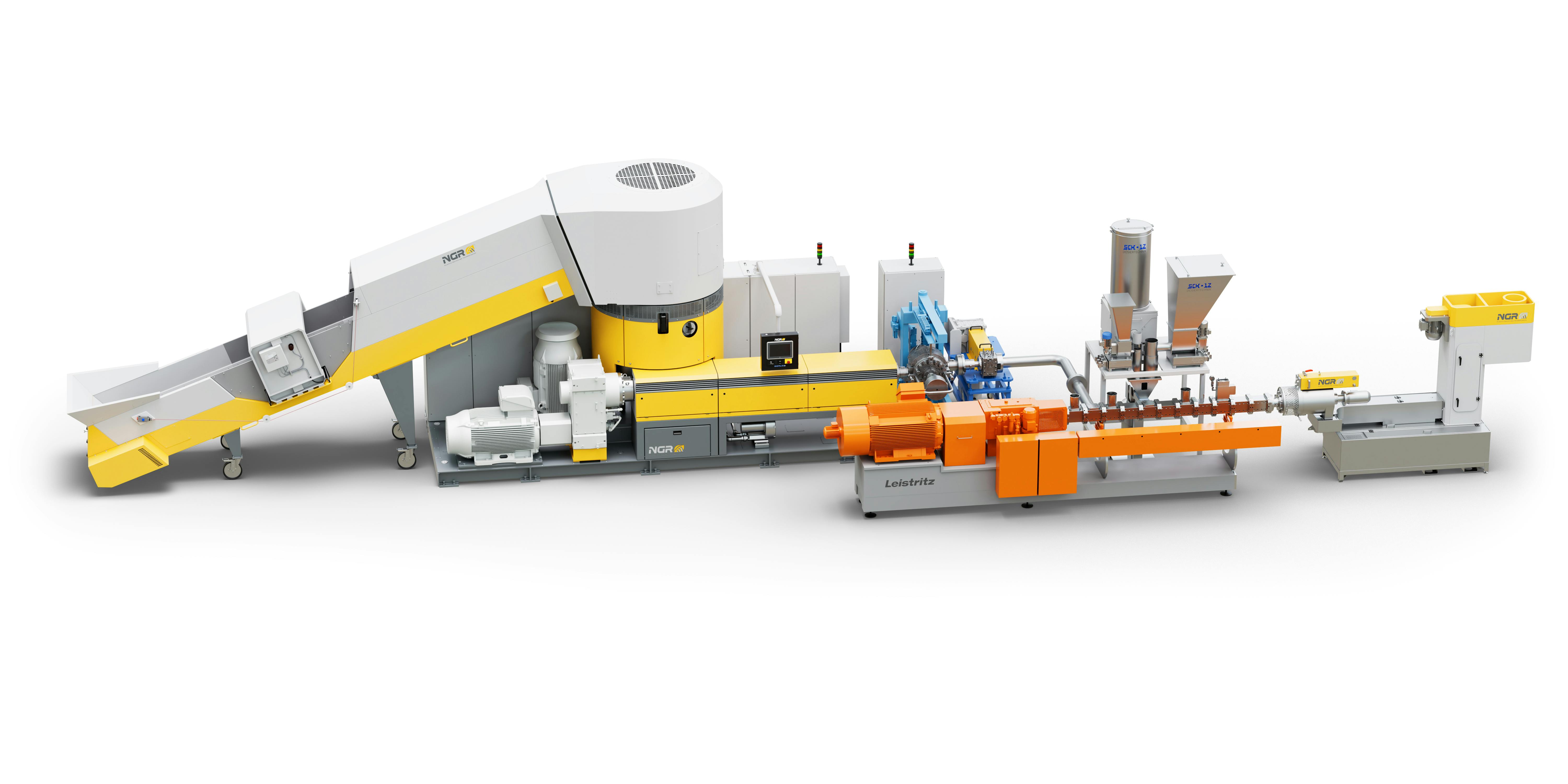 A new recycling process combining NGR's C:Gran technology and Leistritz twin-screw extruder saves energy and results in resin that can be used in high-quality polyolefin films.