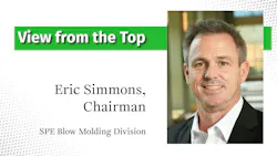 Column sig with mugshot of Eric Simmons, chairman of SPE Blow Molding Division Column sig with mugshot of Eric Simmons, chairman of SPE Blow Molding Division