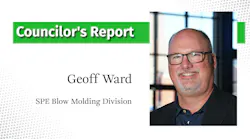 Column sig with mugshot of Geoff Ward, councilor of the SPE Blow Molding Division