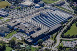 Aerial view of the headquarters of the Engel Group in Schwertberg, Austria. Aerial view of the headquarters of the Engel Group in Schwertberg, Austria.