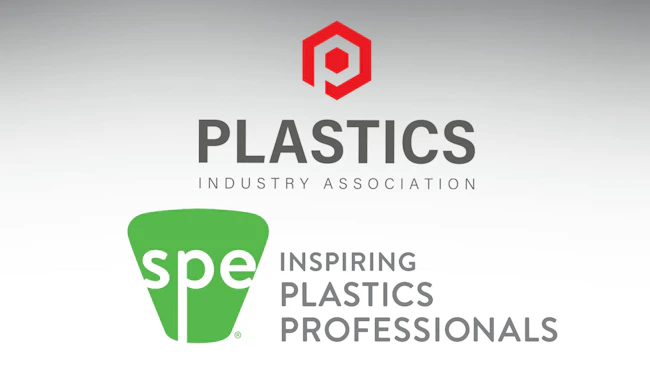 Logos for Plastics Industry Association (PLASTICS) and SPE