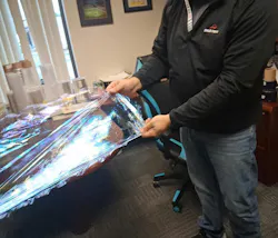 Peak Nano stacks molecules of plastics in minute layers to create film with unique characteristics. This film blocks ultraviolet light.