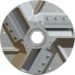 The Generation III scraper disc has a new channel geometry that allows better flow of material.