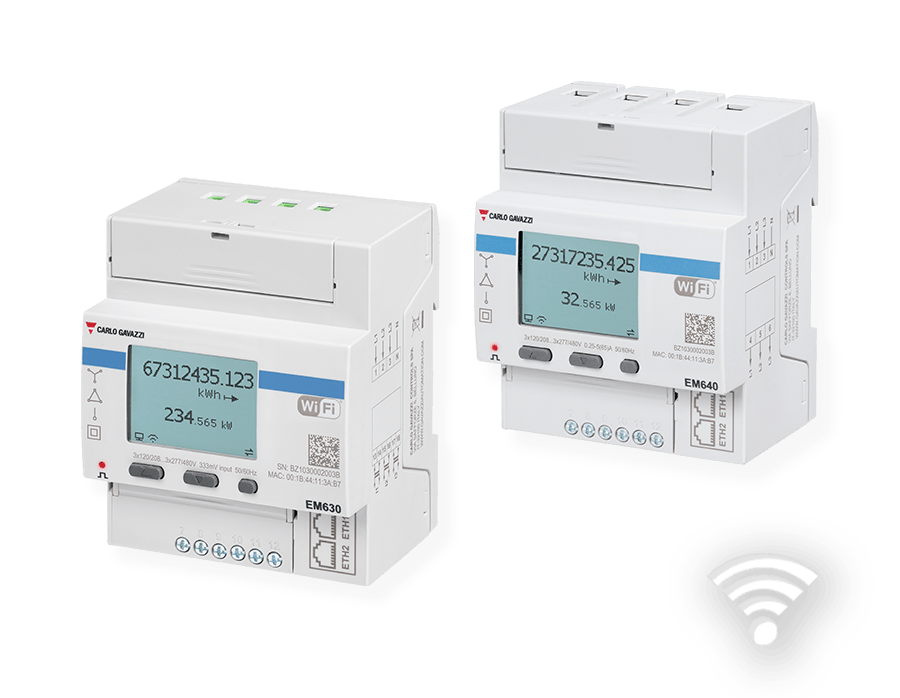 The EM630 W (left) and EM640 W energy analyzers from Carlo Gavazzi help users monitor energy consumption of their equipment.
