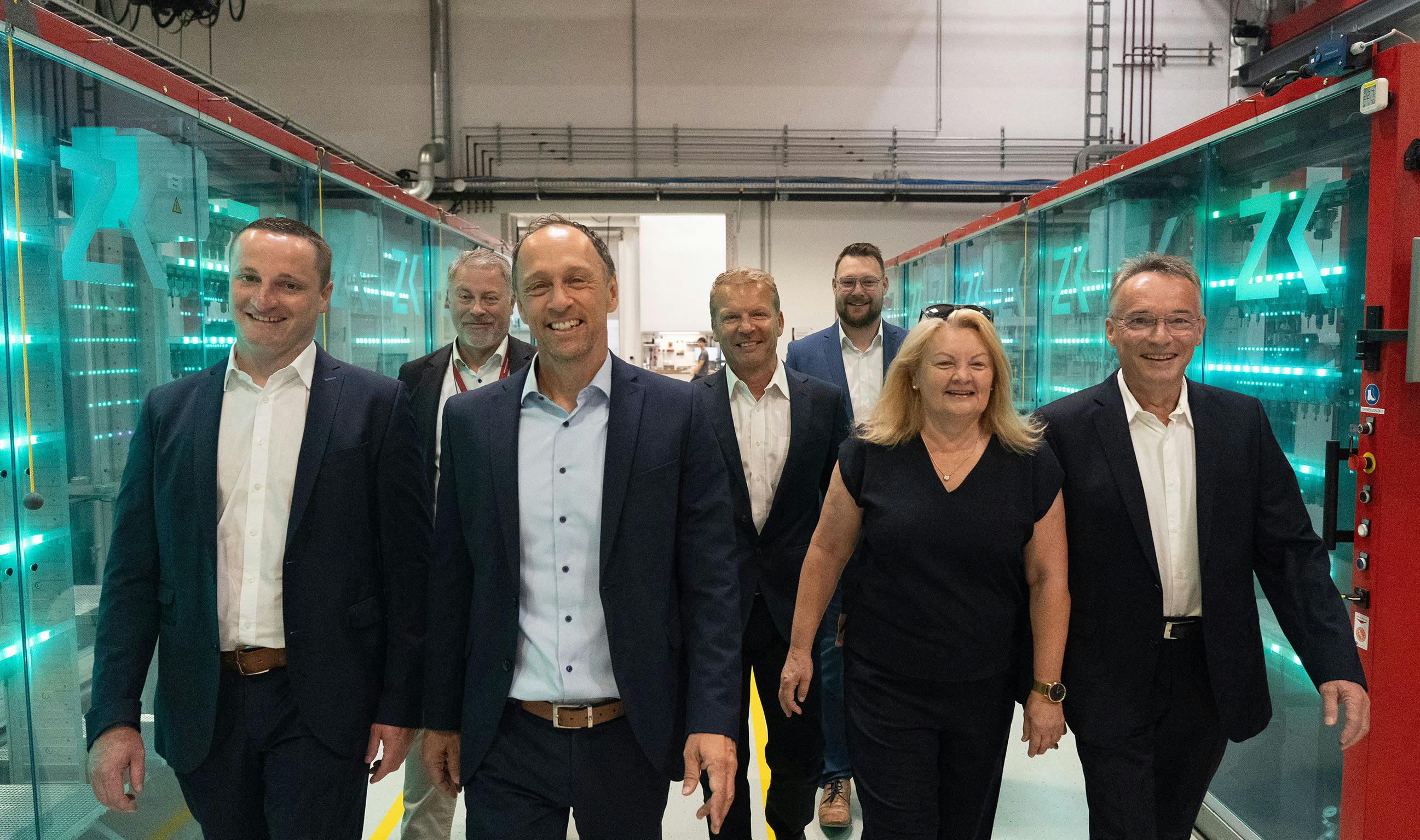 Markus Nuspl, new CEO of Elmet (third from left) with the company's ownership group. From left, Moritz Manigatter, Paul Fattinger, Nuspl, Christian Reslhuber, Roman Adlesgruber, Christine Adlesgruber and Kurt Manigatter.