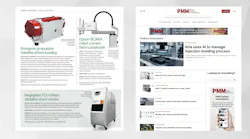 Pages from Plastics Machinery & Manufacturing's print and online product features.