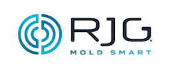 Blue and white logo for RJG Inc.