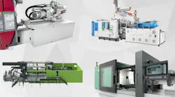 New injection molding technologies by (clockwise from upper left) Wittmann, KraussMaffei, Arburg and Engel.