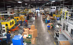 Factory floor of Plastics Packaging Concepts, a custom blow molder in Garden City, Mo.