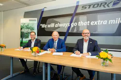 The purchase agreement between Arburg and Stork IMM was signed by (from left) Steffen Kroner, CFO of Arburg; Philip Stibbe, shareholder of Stork IMM and founder of Stibbe Participaties; and Guido Frohnhaus, CTO of Arburg, on July 29, 2026. in Hengelo, the Netherlands.