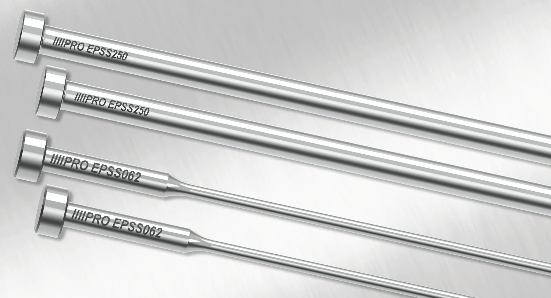 These stainless steel ejector pins from Progressive Components are designed for clean room, medical and corrosive applications.
