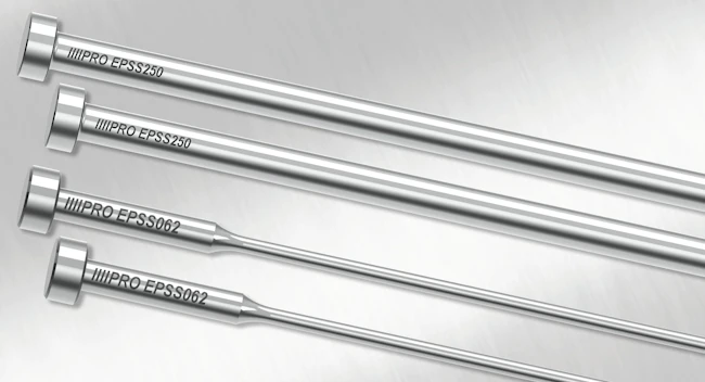 These stainless steel ejector pins from Progressive Components are designed for clean room, medical and corrosive applications.