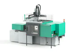 A cell featuring an Allrounder 1800e Trend injection molding machine, a 64-cavity tool and a Multilift Select 16 linear robot will produce LSR closures at Fakuma 2026.
