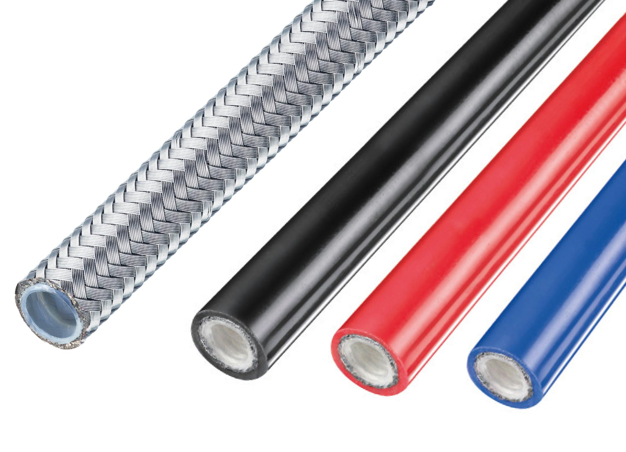 These new high-temperature hoses from Hasco are flexible and come in three colors.