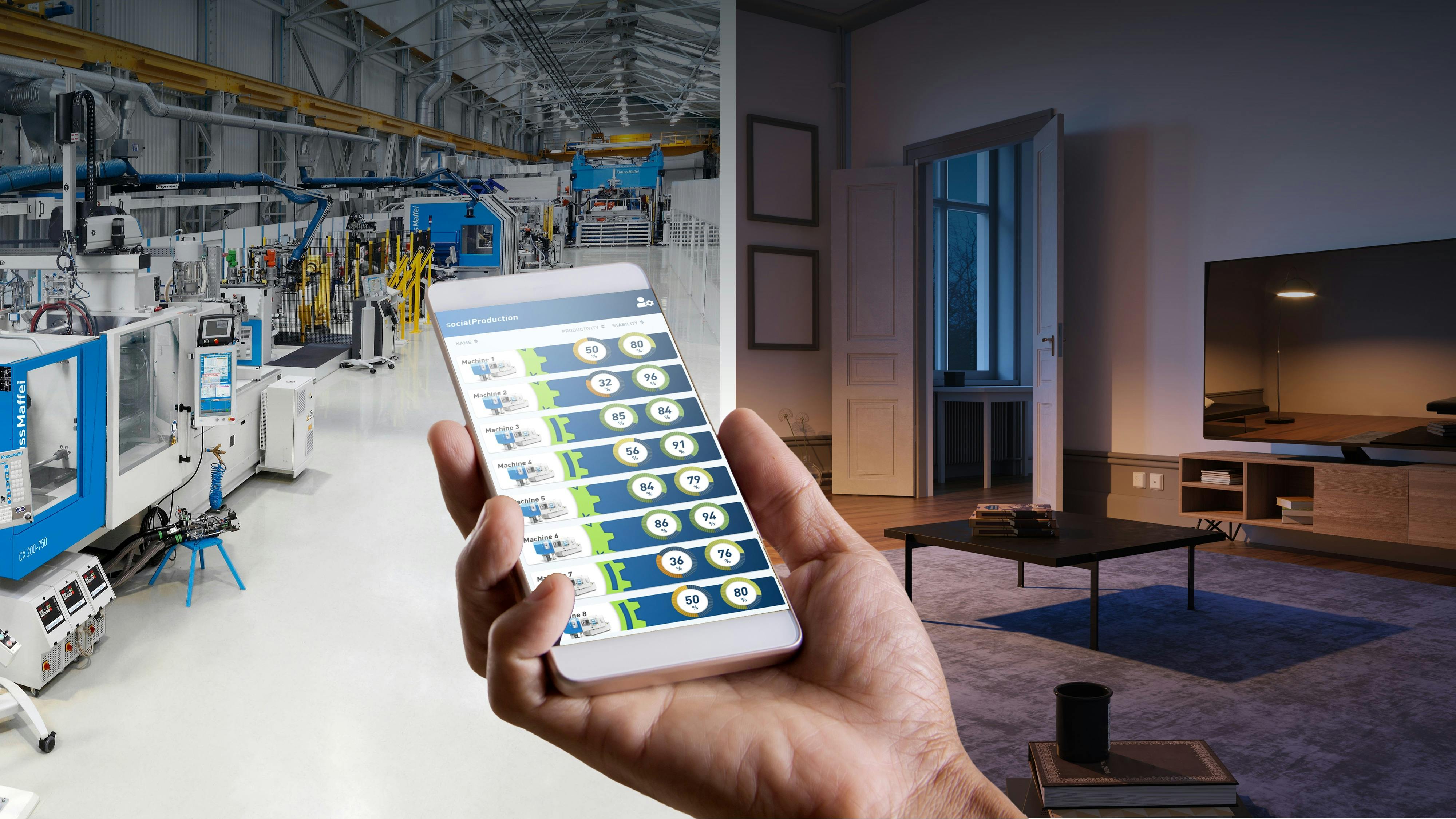 KraussMaffei's socialProduction allows users to monitor the factory floor remotely.