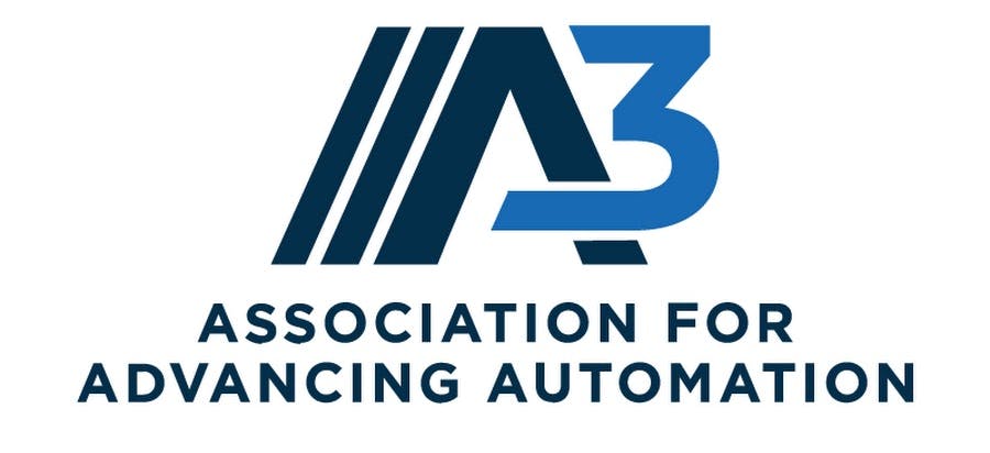 Blue and gray logo for the Association for Advancing Automation (A3)