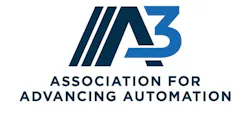 Blue and gray logo for the Association for Advancing Automation (A3)