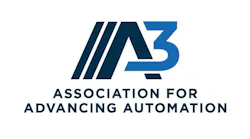 Blue and gray logo for the Association for Advancing Automation (A3)