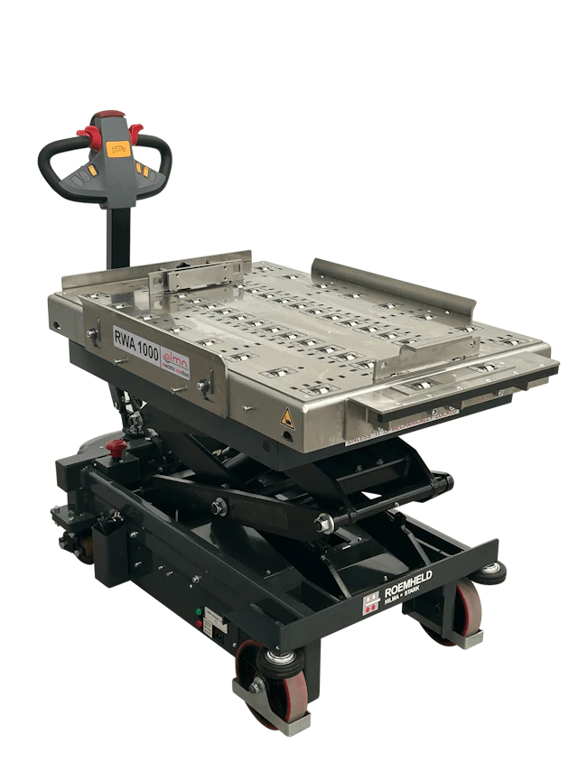 Roemheld's RWA 1000 Elmo mold change cart is fully electric.