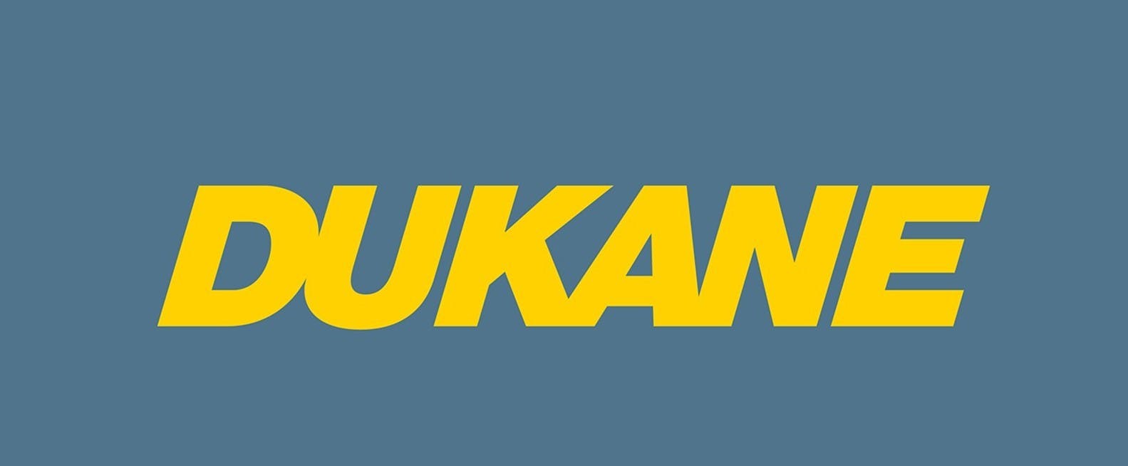 Blue and yellow Dukane logo