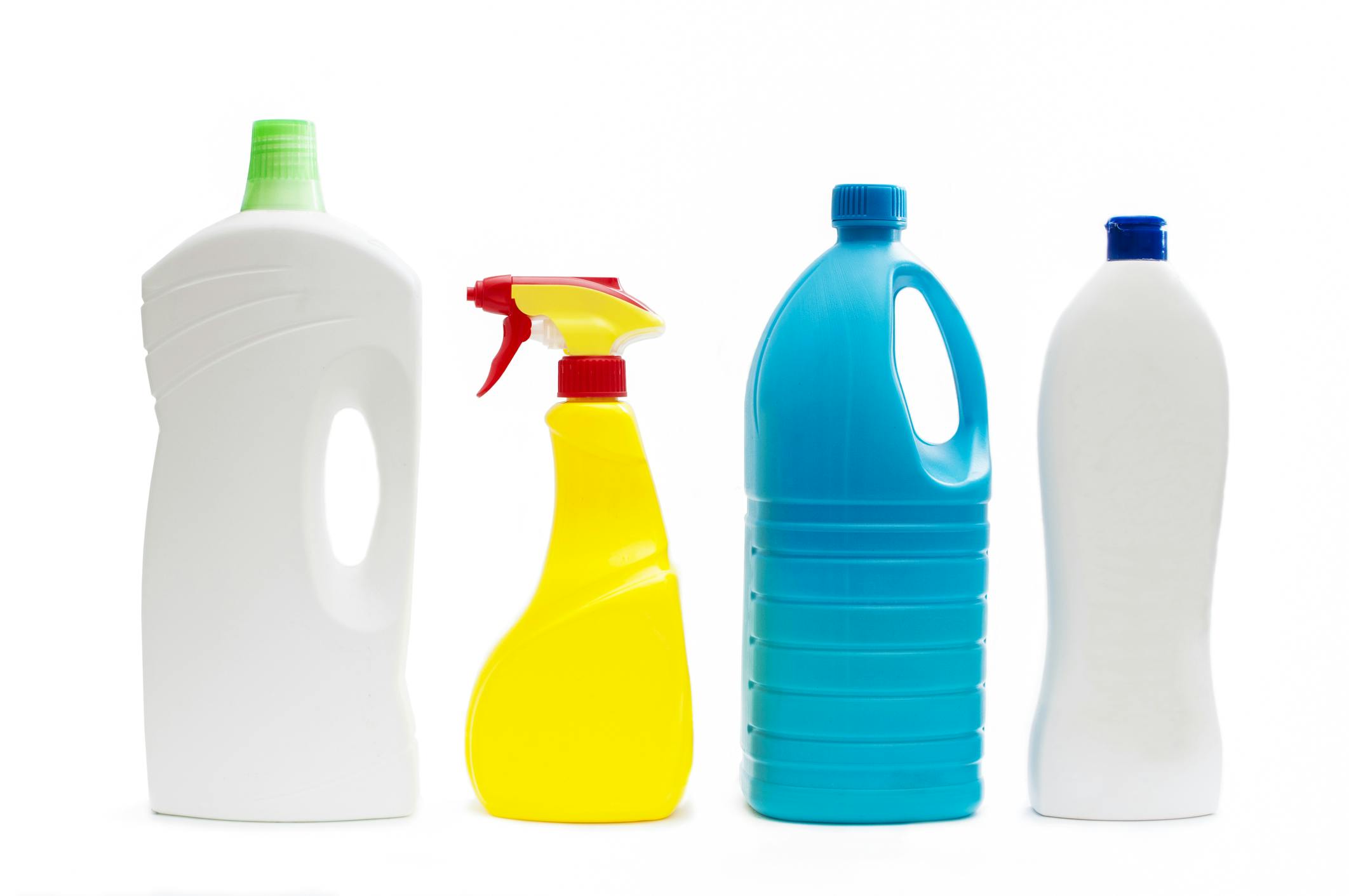 Four plastic bottles of various shapes.