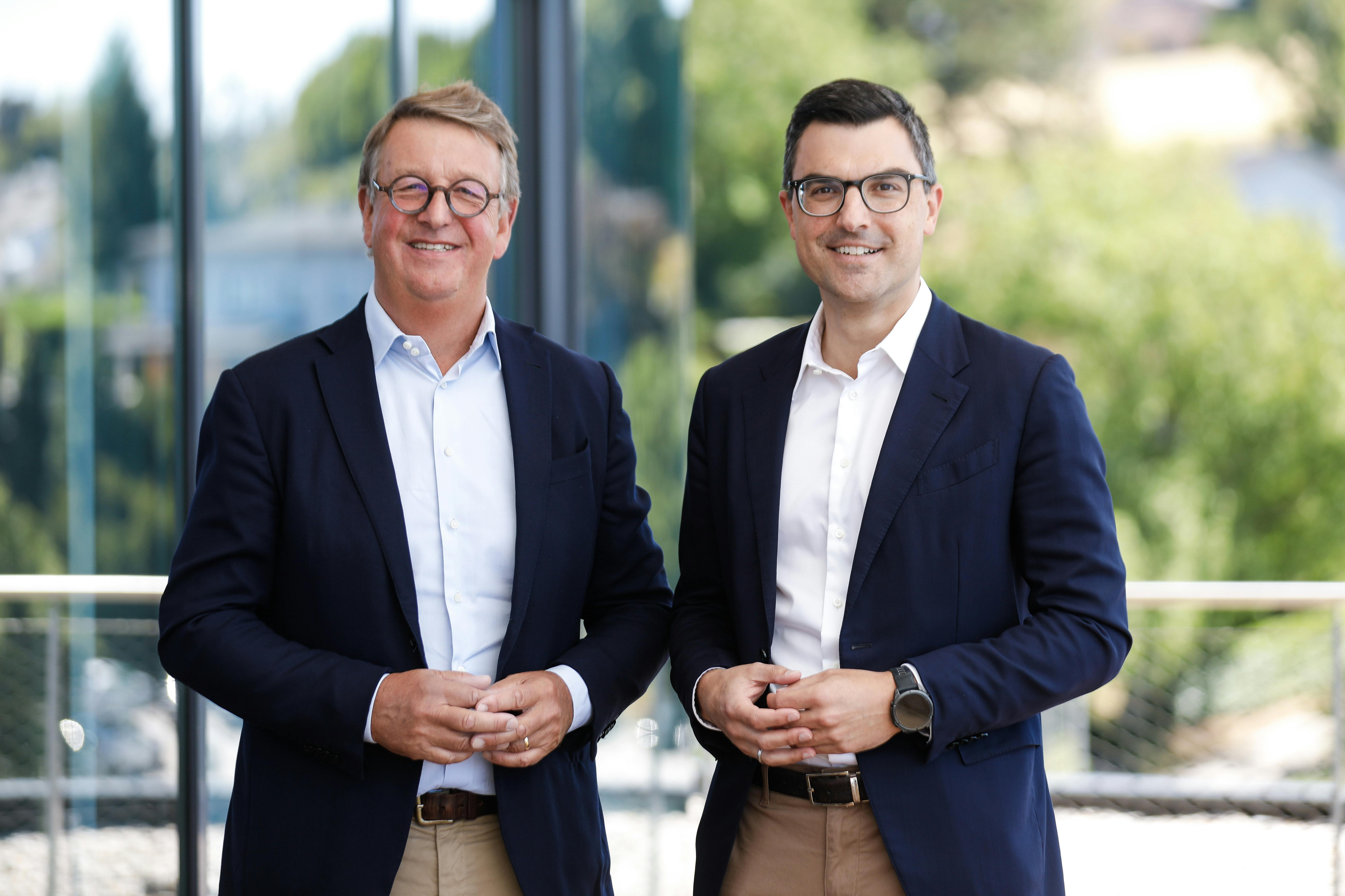 From left, Korbinian Kiesl, president/CEO of Billion SAS, and Stefan Engleder, CEO of Engel Group.