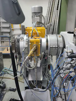 Maag's new PVC pump is shown in use at the Rehau technical center in Germany.