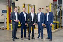 The Laserax and SLCR management team includes, from left, David Schiffer, Steffen Neuhaus, Olav G. Schulz, Xavier Godmaire and Nicolas Otis.