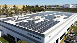 Aerial view of a solar installation at Nubs Plastics.