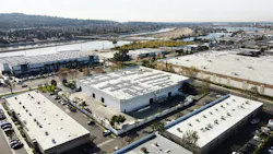 Aerial view of solar installation at Orange County Industrial Plastics