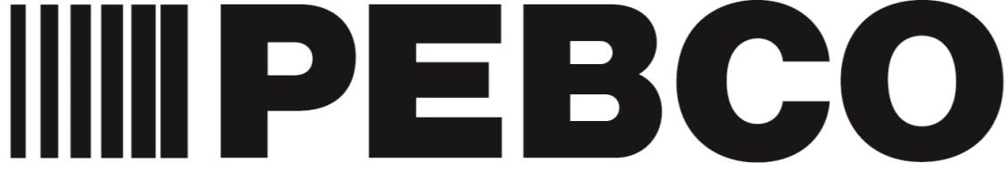 Black and white Pebco logo