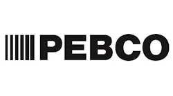 Black and white Pebco logo