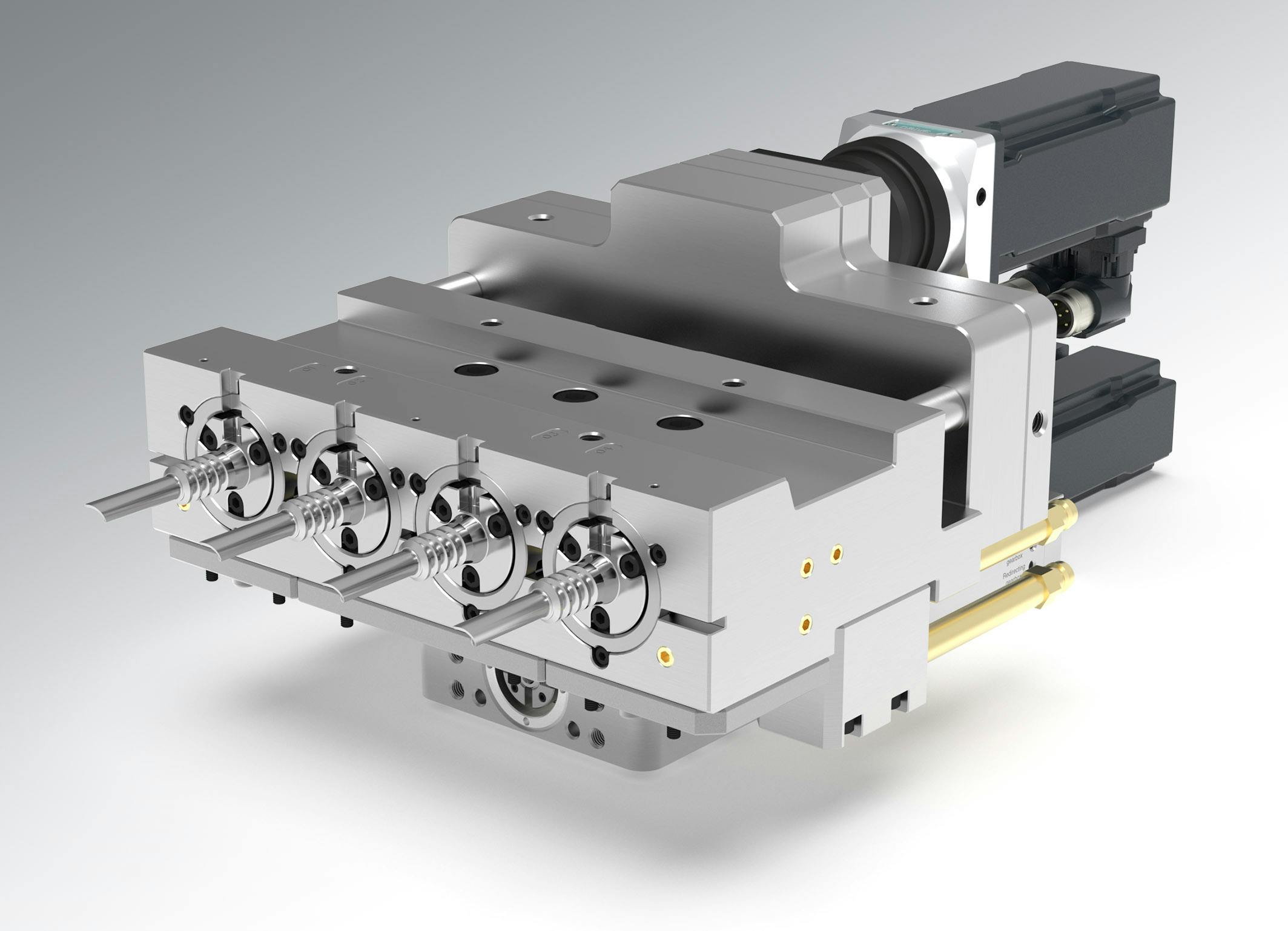 Servomold's servo-electric linear unscrewing unit (SLU) for threaded plastic parts.