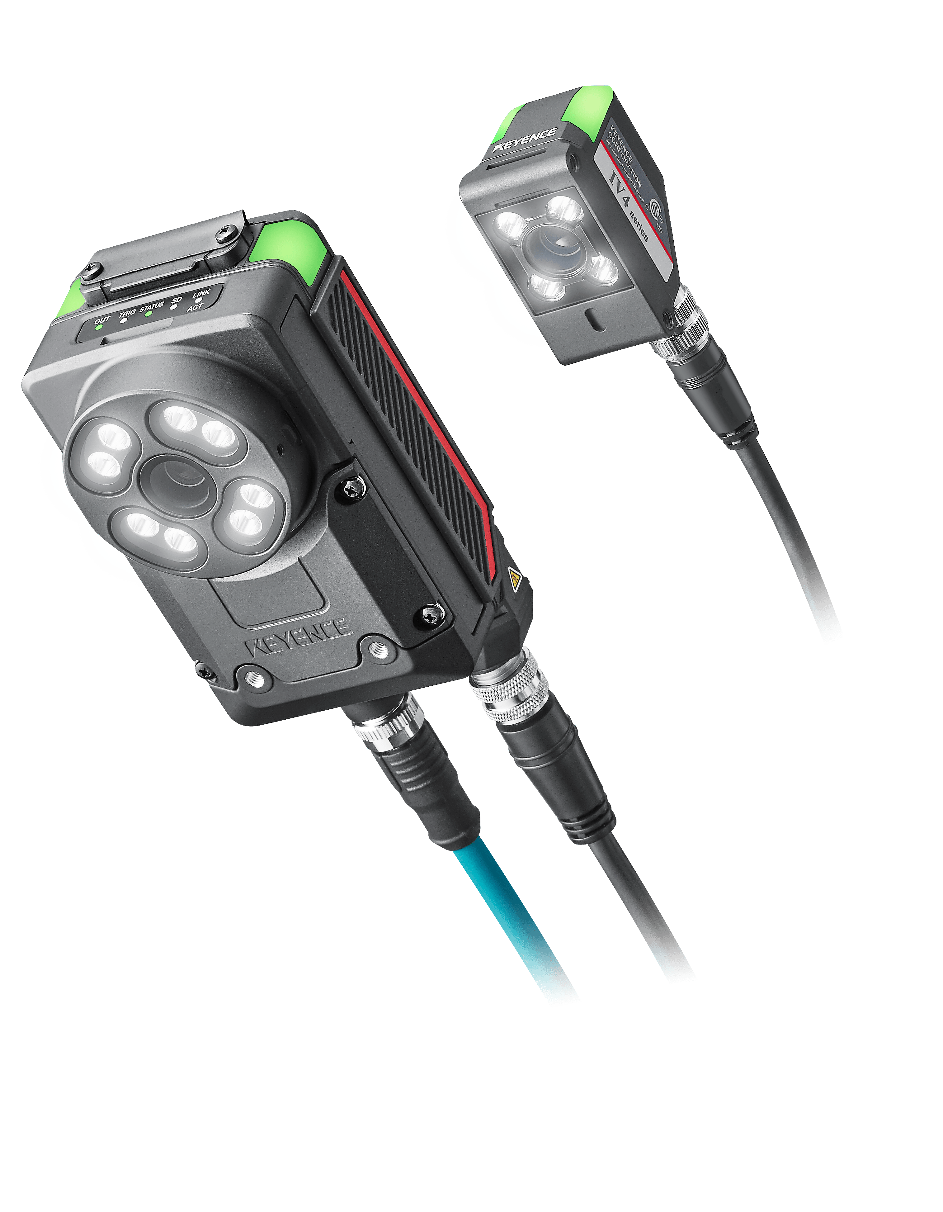 Two Keyence IV4 industrial inspection systems.