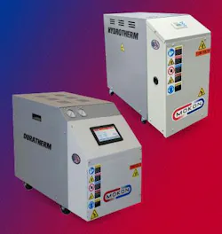 The Duratherm (left) and Hydrotherm temperature control units from Mokon will get new PLCs as standard.